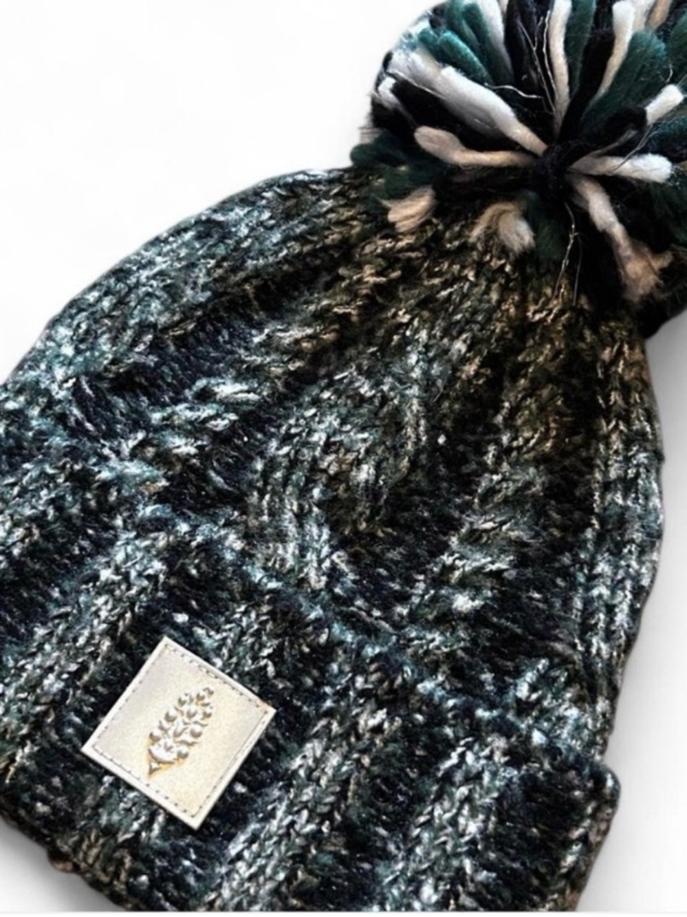NWOT Free People Pom Party Reflective Logo Beanie